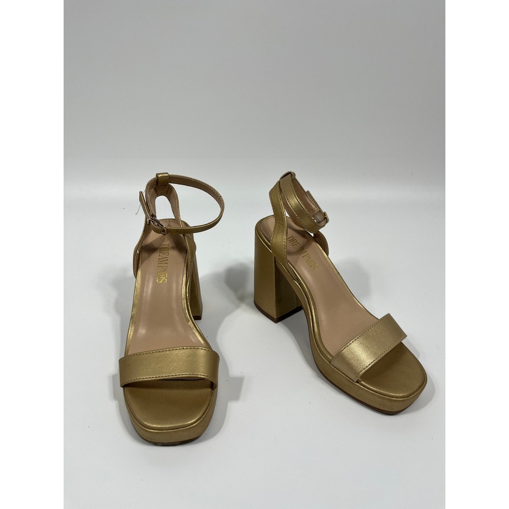 Women 5.5 Platform Heels Metallic Gold Wedding Guest Formal Event Gala Going Out